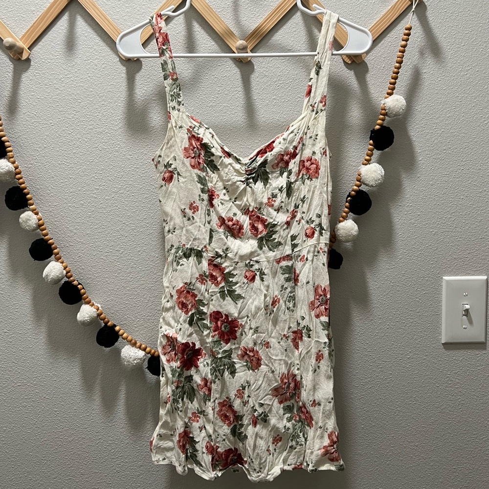 Reformation Floral Mini Dress - Cream and Red